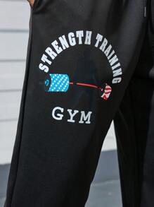 Gym Rark 加字母圖案束口腰運動褲 - 黑色 - 查看 4
