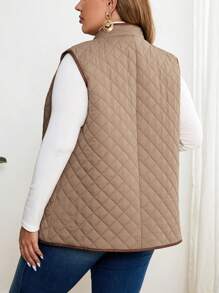 EMERY ROSE Chaleco acolchado con botones delanteros y bolsillos de unicolor, talla grande, invierno