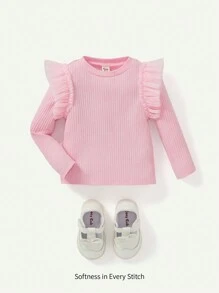 Cozy Pixies Cozy Cub Infant Mesh Flutter Sleeve Pullover Top - Pink - View 1