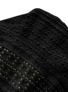 SHEIN Unity Bộ áo crop top và chân váy ngắn màu trơn gợi cảm, mùa hè - màu đen - Xem 5