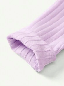 Cozy Pixies Newborn Baby Girl Lettuce Trim Ribbed Knit PJ Set - Lilac Purple - View 8