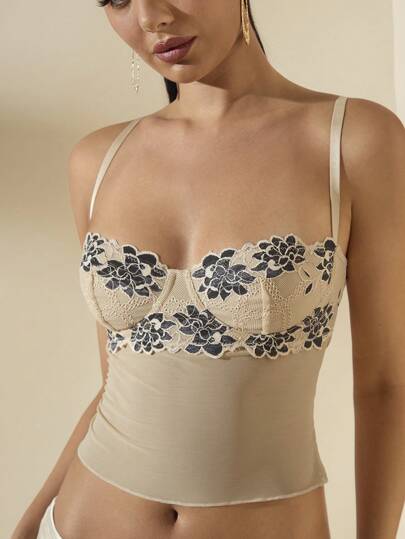 SHEIN BAE 女士蕾丝边休闲日常吊带背心，夏季