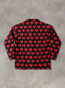 Manfinity LEGND Chaqueta casual holgada con estampado de corazón para hombre, primavera y otoño