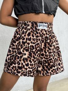SHEIN NovaGlow Young Girl Young Girl Woven Loose Leopard Print Casual Shorts, Summer Clothes, Mommy And Me Matching Outfits (2 Pieces Sold Separately) Leopard Shortscheetah Shortsleopard Print Shortsshort Streetweargirls Leopard Print