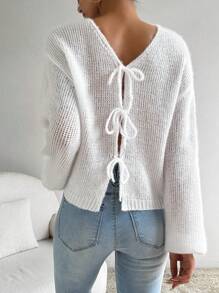 SHEIN LUNE Cardigan casual cu cravată în față pentru femei