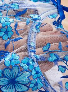 2 piezas Conjunto de lencería azul fresco para mujeres - Azul - Ver 3