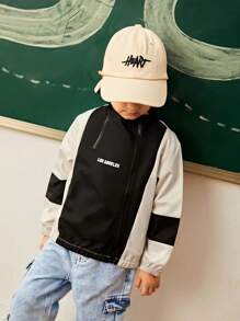 SHEIN Explorewe 1pc Young Boy's Outdoor Casual Zip-Up Color Block Windbreaker Hoodie, Spring Autumn - Multicolor - View 6