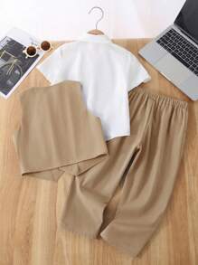 SHEIN Setelan Anak Muda - Khaki - View 6