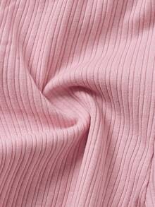 Cozy Pixies 3 piezas Conjunto de pantalones de longitud hasta el tobillo con moño y volantes de unicolor para bebé niña - Rosa vieja - Ver 10