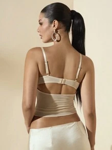 SHEIN BAE Áo yếm viền ren thường ngày dành cho nữ, mùa hè - Màu be - Xem 2