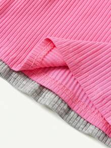 Cozy Pixies 2pcs Baby Girl Casual Solid Color Ruffled Collar Long Sleeve Top Set - Hot Pink - View 8