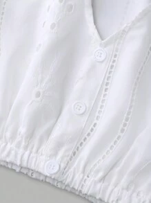 Fairmaia 女式德国传统纯色 V 领盖袖上衣，夏季连衣裙，适合慕尼黑啤酒节 - 白色 - 查看 5