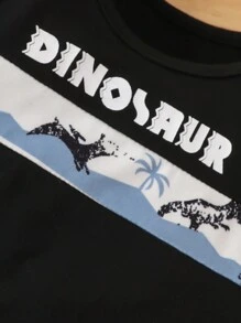 Baby Boy 3pcs/Set Dinosaur Pattern Round Neck Sleeveless Casual Top, Summer - Blue - View 3