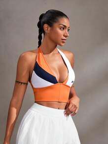 Easithlete 女士彩色字母印花露背运动文胸 - 彩色 - 查看 7