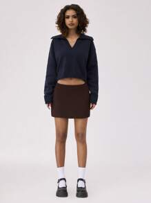 Forever 21 Áo len dài tay cổ chữ V dáng rộng mùa thu/đông mới - Xanh đậm - Xem 2