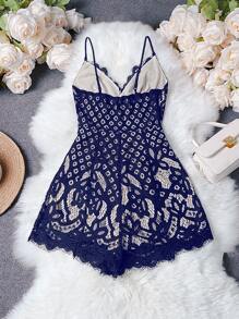 Calvaya Summer Sleeveless Black Lace Romper