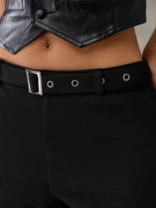 Forever 21 夏季、秋季和冬季女士黑色低腰/长腿/喇叭裤/返校/返校节/约会之夜/早午餐/办公室服装/Y2k/文艺复兴/喇叭裤/纯色/小码/正装裤/教师裤/直腿裤/配腰带 - 白色 - 查看 12