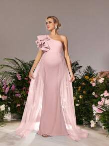 Faeriesty Đầm bầu và đầm dự tiệc Dressalisa thanh lịch một vai tay bồng, xẻ tà bên hông, chất liệu organza, dáng đuôi cá - Chiếc đầm dự tiệc thanh lịch tuyệt đối, phù hợp cho các bữa tối trang trọng, tiệc cưới, tiệc chiêu đãi, các sự kiện dành cho bà bầu và các nghi lễ trang nhã. Màu hồng mùa xuân. - Hồng - Xem 4