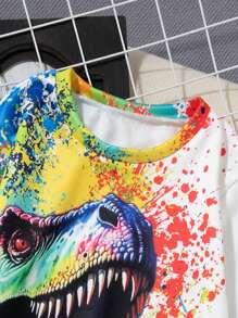 Tween Boys' Dinosaur Print Sweatshirt And Pants 2pcs Casual Suit, Autumn/Winter