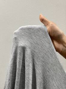 SHEIN EZwear Women Oversized Loose Fit Knitted One Shoulder Crew Neck T-Shirt, Grey