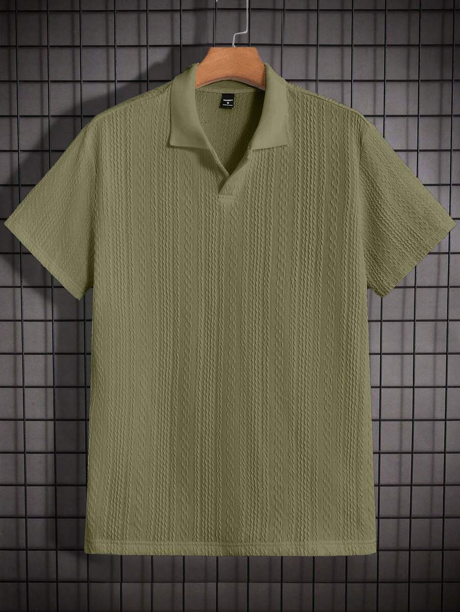 Manfinity VCAY Men's Solid Color Simple Fashionable Casual Knit Polo Shirt