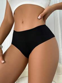 SHEIN Women Solid Color Lace Patchwork Triangle Panties