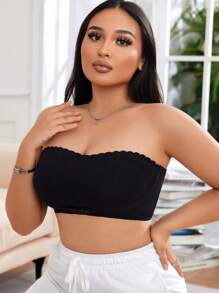 SHEIN Plus Size Adjustable, Non-Slip, Seamless, Comfortable, Minimalist Wireless Bra - Black - View 4