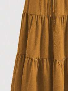 Mulvari Falda informal de unicolor talla grande, primavera y verano - Amarillo - Ver 4