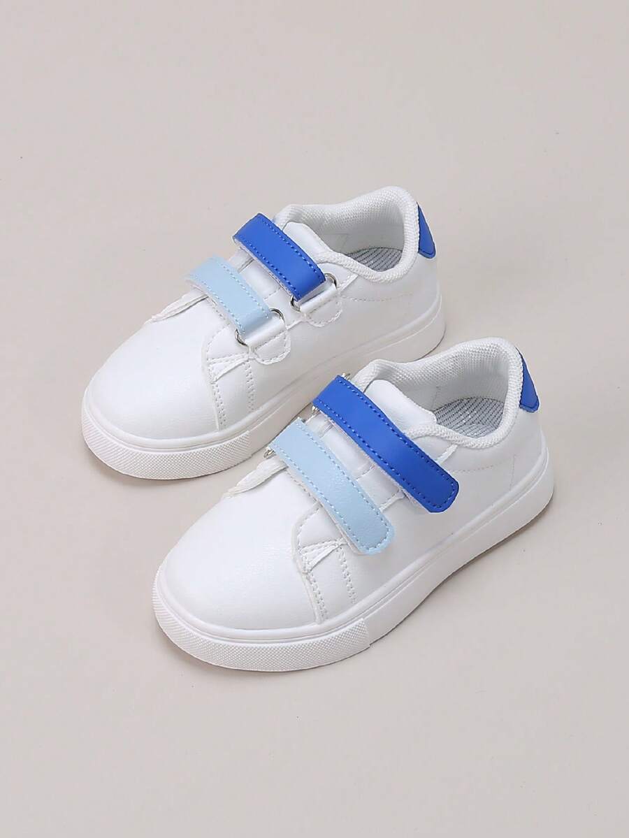 儿童时尚双色钩环扣休闲学院风白色运动鞋 - 白色 - 查看 1
