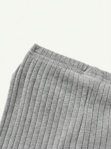 Cozy Pixies 2pcs Baby Girl Solid Color Ruffle Collar Long Sleeve Top And Leggings Set - Light Grey - View 8