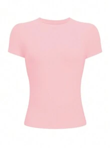 INAWLY 女士纯色圆领短袖休闲上衣