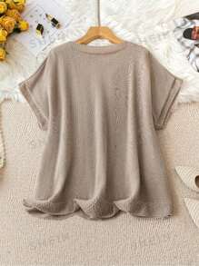 SHEIN LUNE Modny I Codzienny Kobiety Dekolt w kształcie litery V Jednolity kolor Luźny Trykotowy Topy