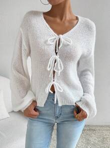 SHEIN LUNE Cardigan casual cu cravată în față pentru femei