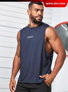 Manfinity Running Áo ba lỗ thông thường không tay cổ tròn dành cho nam cỡ lớn - màu đen - Xem 1