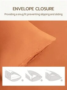 2pcs Ginger Super Soft Plain Pillowcase Lightweight Bedding Envelope Closure Solid Color Bed Pillow Cover, For Bedroom Domitory Bedding Back School Bedding - Buff Yellow - View 5