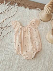 SHEIN Body De Niña Con Estampado De Corazones Y Detalles De Volantes - Albaricoque - Ver 6