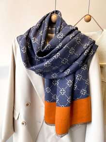 1 件女士秋冬提花仿羊绒时尚百搭空调披肩保暖围巾日常使用配饰女士