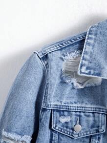 Manfinity Homme Chaqueta vaquera casual de manga larga con botones y bolsillos desgastados para hombre, para el otoño