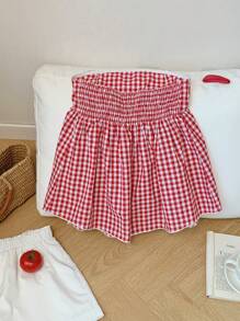 Comfortcana Red Plaid Woven Bandeau Top Valentine's Day - Multicolor - View 2