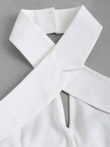 Sweetra Camiseta sin mangas minimalista de color liso con cruce de tirantes para mujer - Blanco - Ver 5