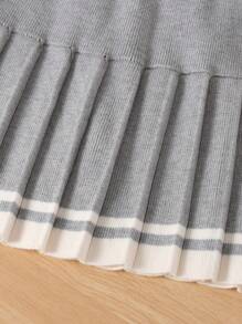 Maglia a maglia grigia per bambine, Gonnellina elegante e casual versatile per casa, uso quotidiano e viaggio, autunno inverno