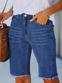 Stylish Women's Stretch Denim Shorts - Effortlessly Chic & Versatile For Everyday Wea - Rửa tối - Xem 1