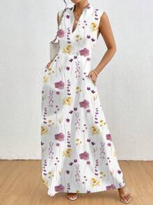 SHEIN Clasi Women Casual Floral Print Sleeveless Dress - Multicolor - View 5