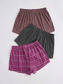 SHEIN 女士格子与字母图案休闲裤 - 彩色 - 查看 2