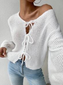 SHEIN LUNE Cardigan casual cu cravată în față pentru femei