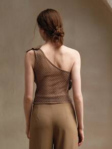 Anewsta Chaleco sin mangas informal con flores 3D de ganchillo para mujeres