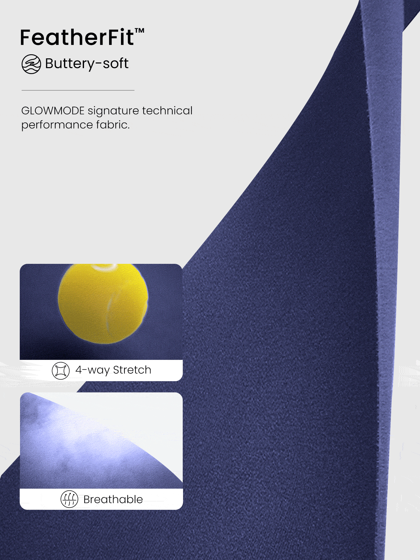 GLOWMODE 26" FeatherFit™ U-Back Tummy Control Pocket Adjustable Jumpsuit Bodysuit Light Support Low Impact Yoga Studio - Dark Blue - View 6