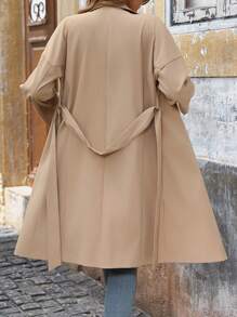 SHEIN LUNE Ladies Casual Simple Commute Trench Coat In Fall/Winter - Khaki - View 2