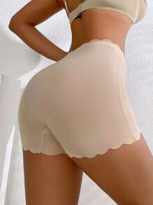 3入組女士無縫實色比基尼底褲，帶有波浪邊緣