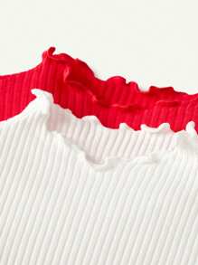 Cozy Pixies 2 piezas Conjunto de parte superior de manga larga con cuello de volantes de unicolor para bebés niñas recién nacidas - Multicolor - Ver 5